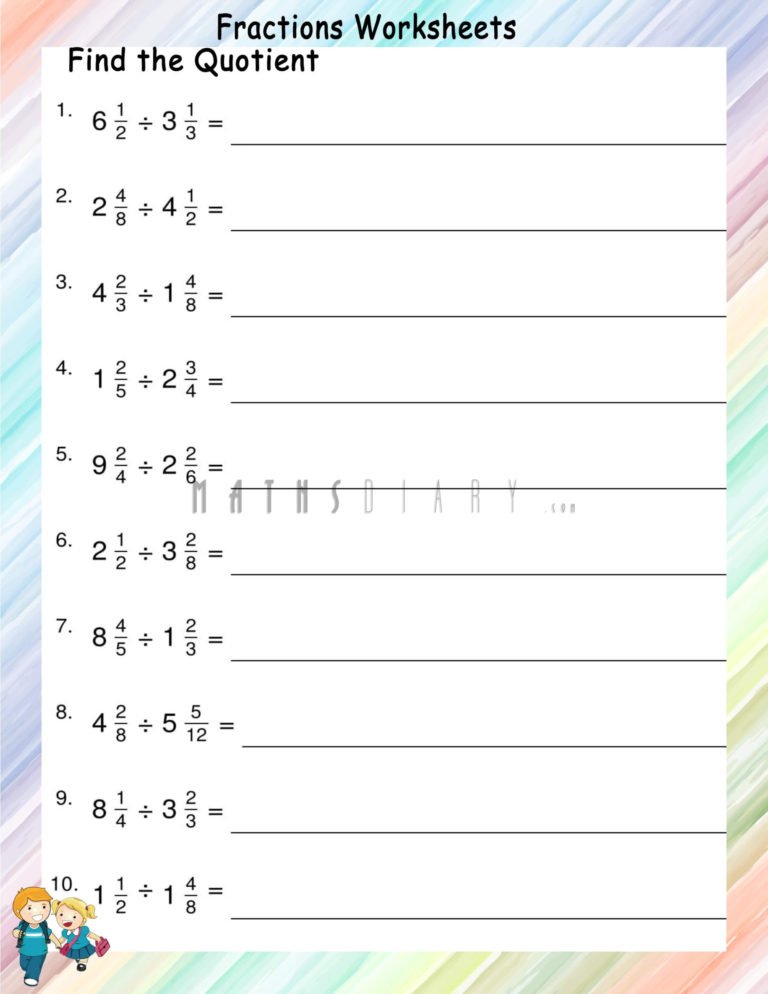 Division of mixed number by mixed number worksheets - Math Worksheets ...