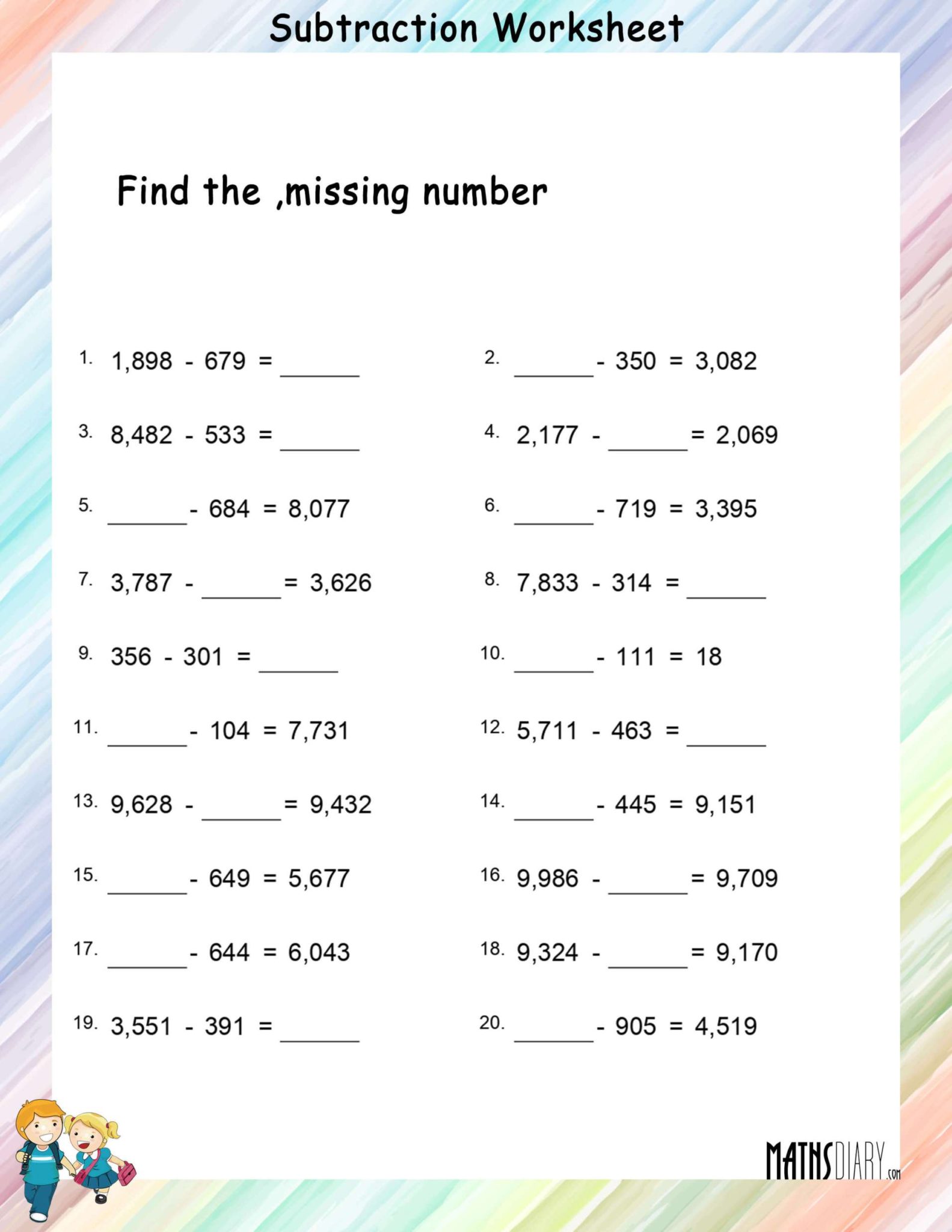 find-the-missing-number-subtraction-worksheets-math-worksheets