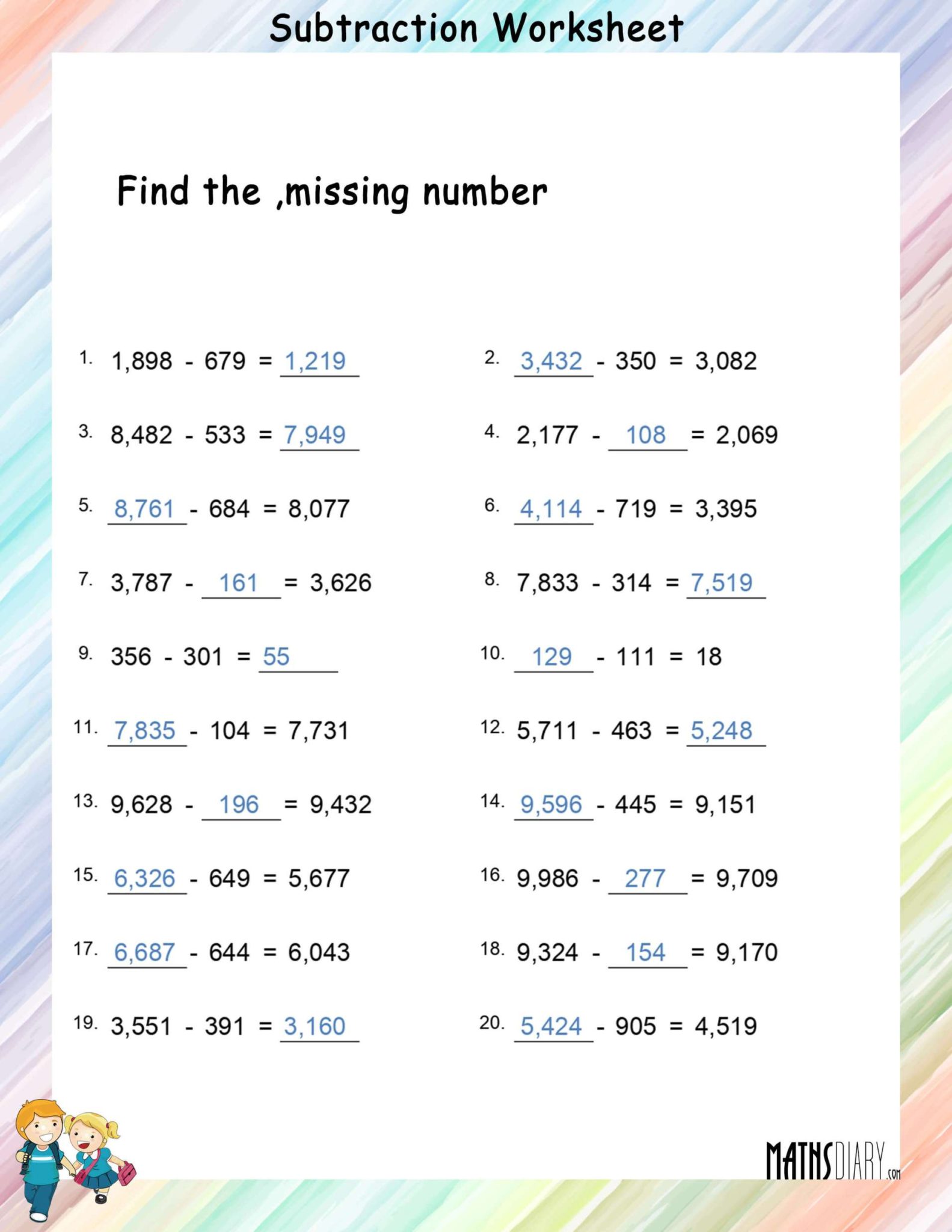 find-the-missing-number-subtraction-worksheets-math-worksheets