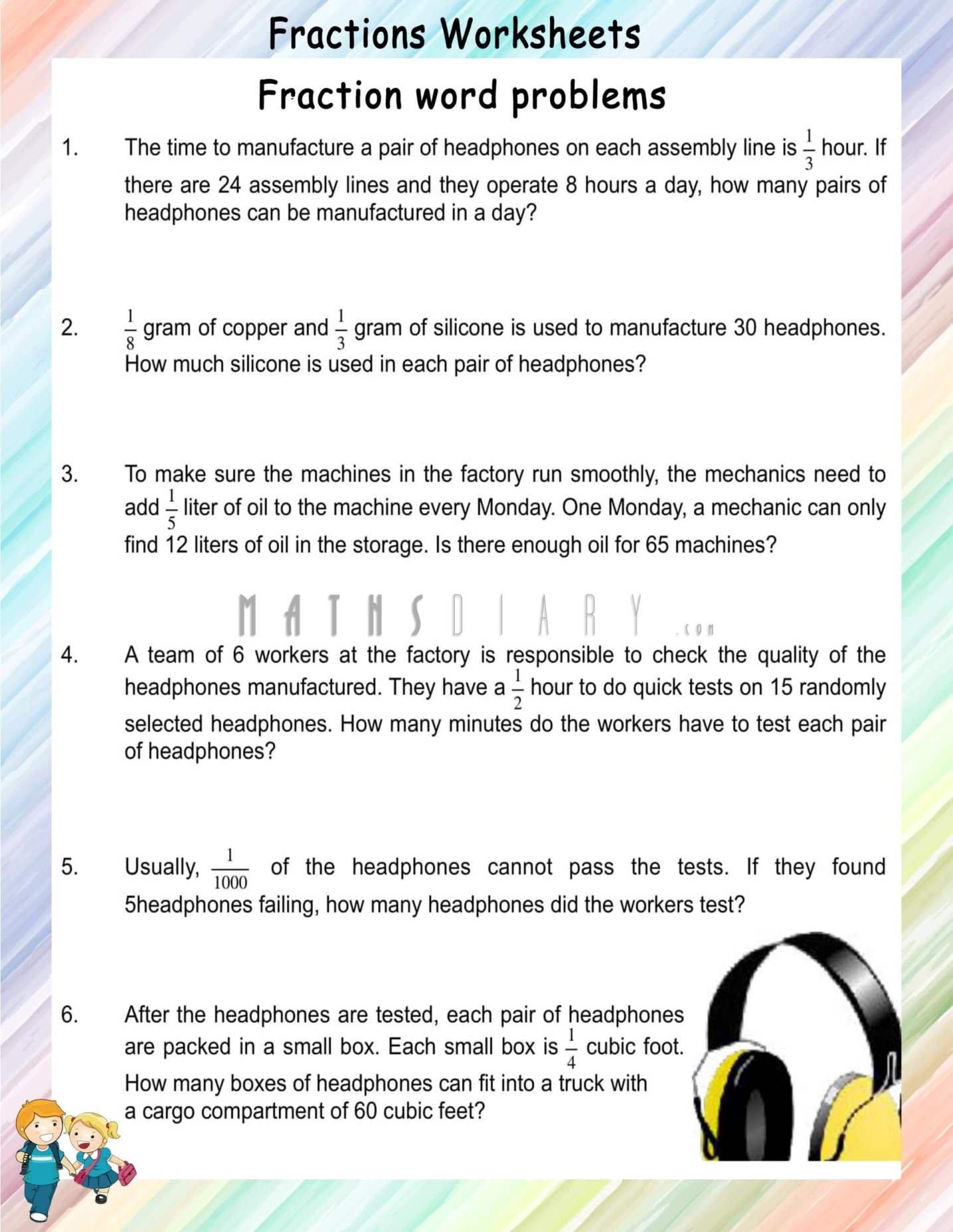 problem solving of fractions worksheet