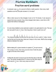 Word Problems of fractions worksheets - Math Worksheets - MathsDiary.com