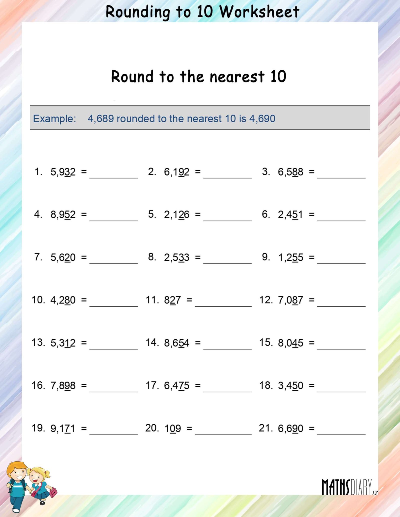 Rounding to the Nearest 10 and 100 Review Worksheets