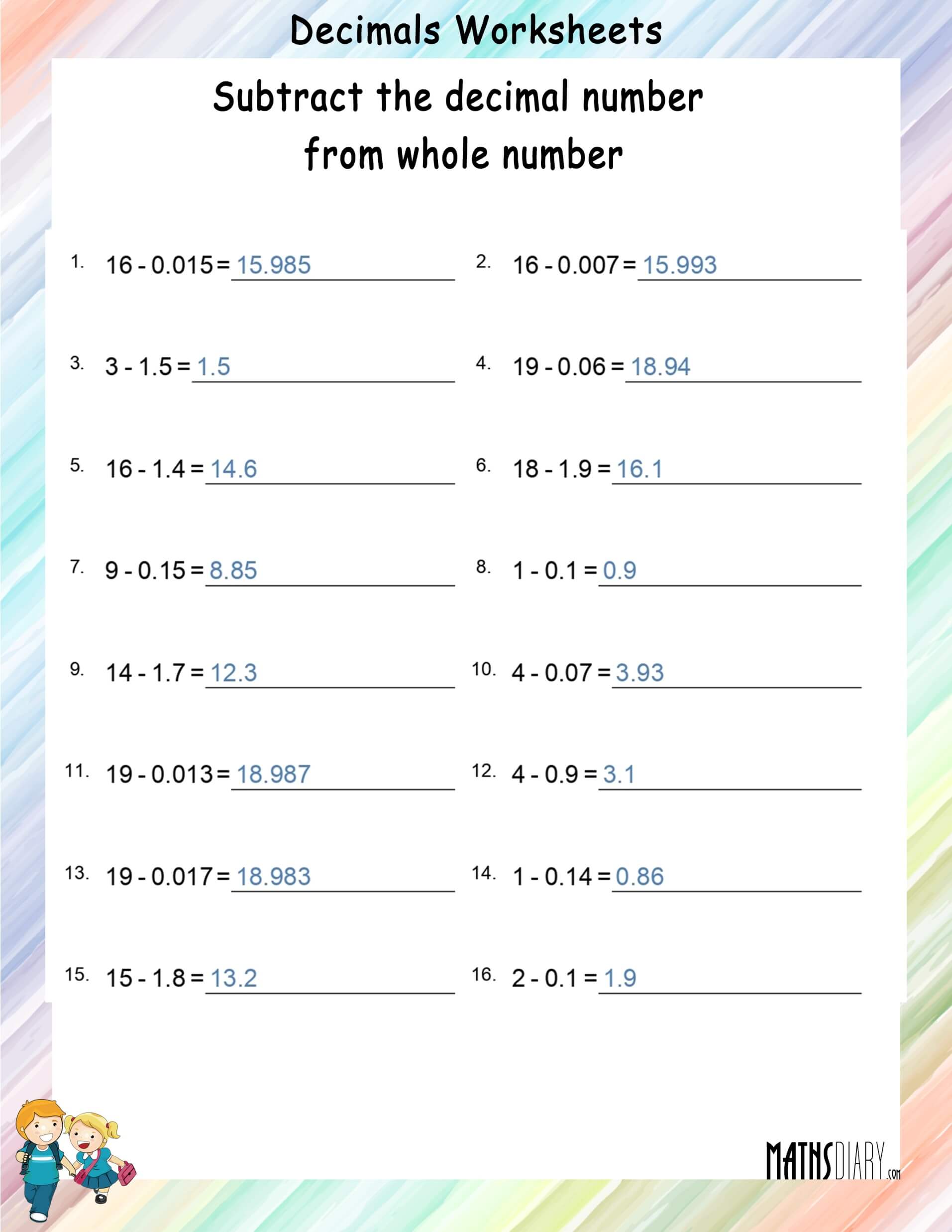 subtract-the-decimal-number-from-the-whole-number-math-worksheets