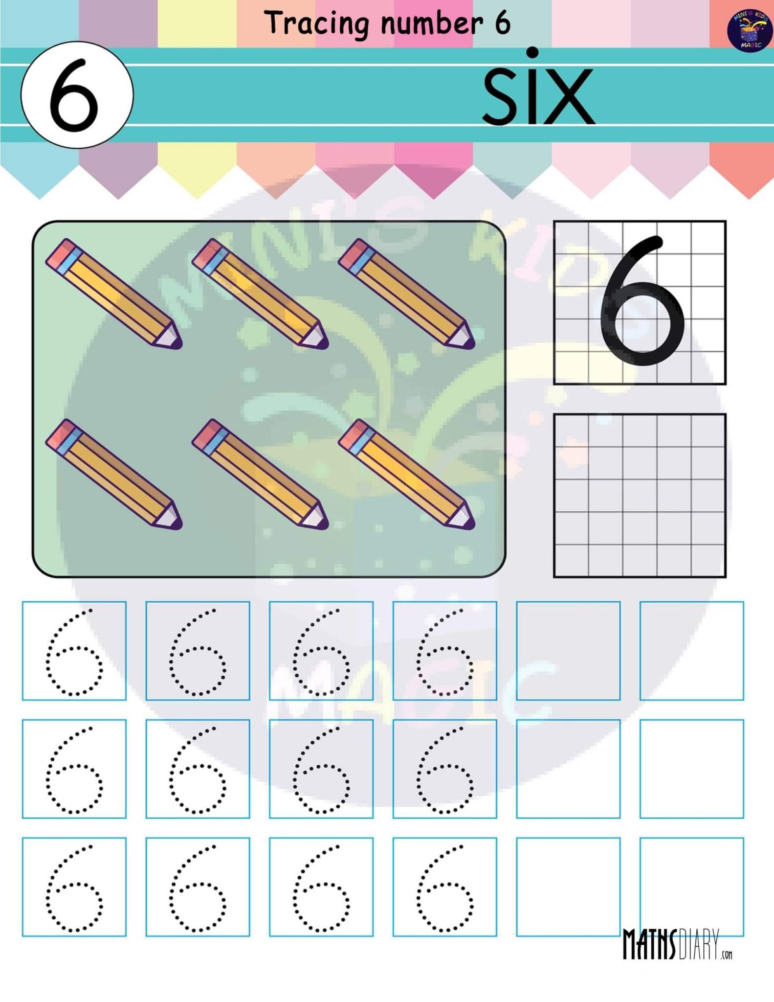 Tracing Numbers 1-50 - Math Worksheets - MathsDiary.com