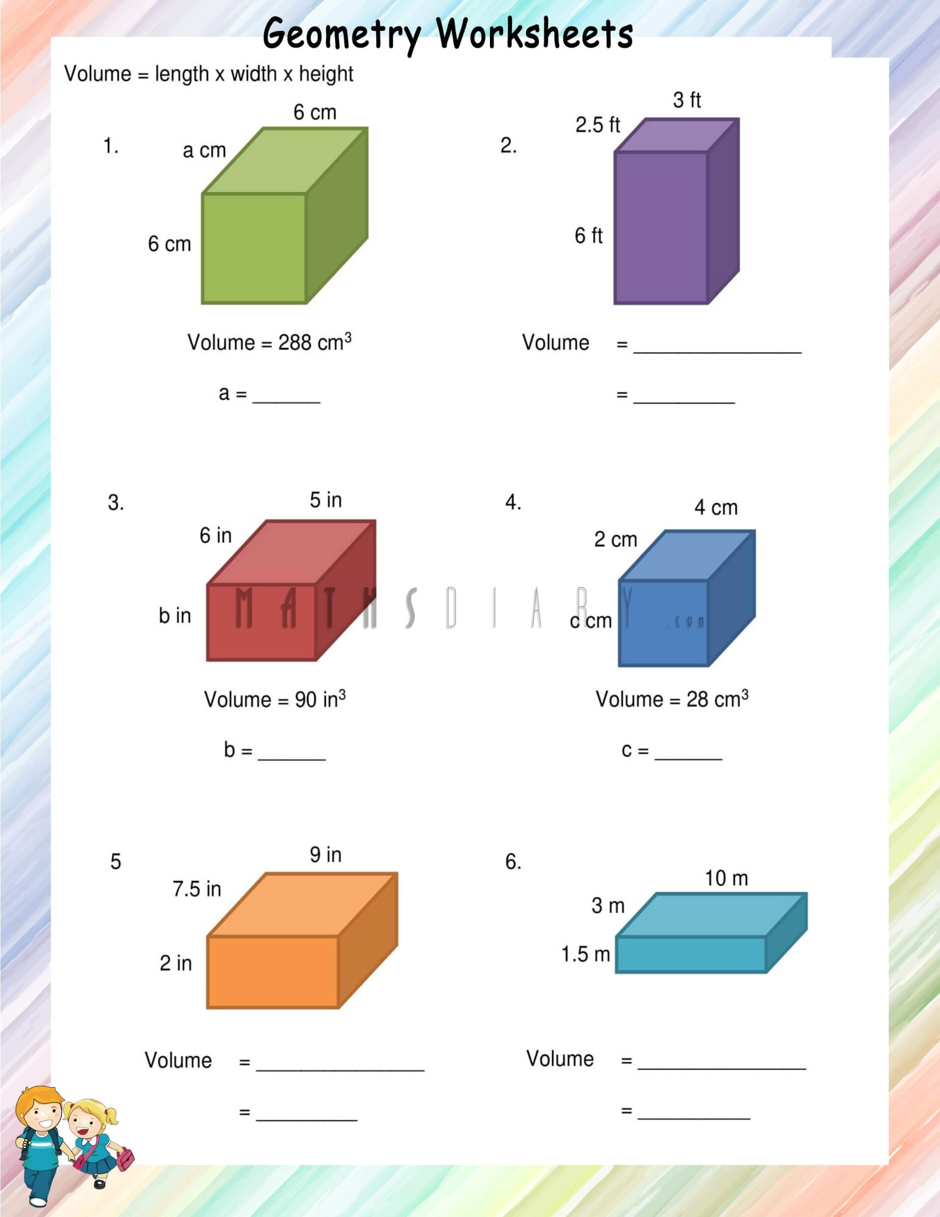 Volume of rectangular prisms and cubes - Math Worksheets In Volume Of Prism Worksheet