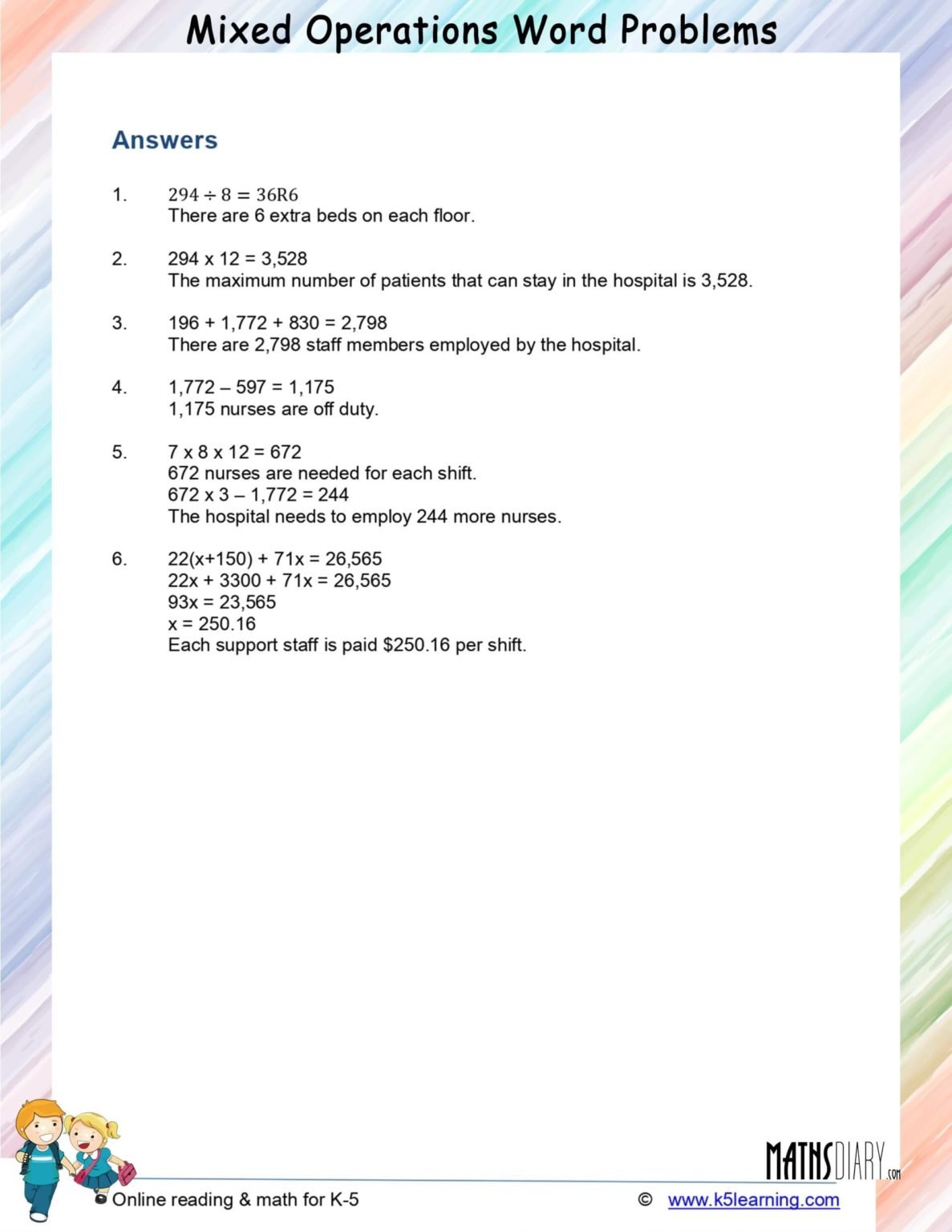 Word Problems – Division and Multiplication Worksheets - Math ...