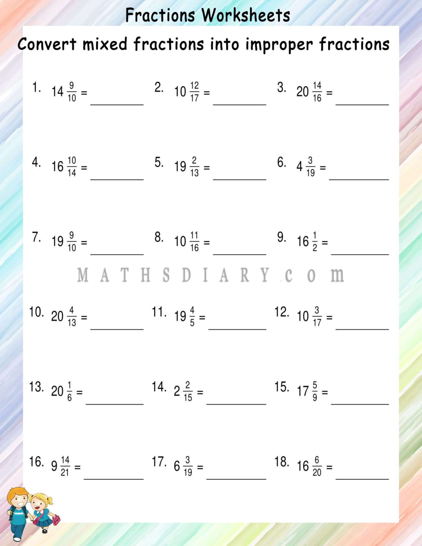 grade-5-math-worksheet-fractions-convert-mixed-numbers-to-improper-fractions-k5-learning