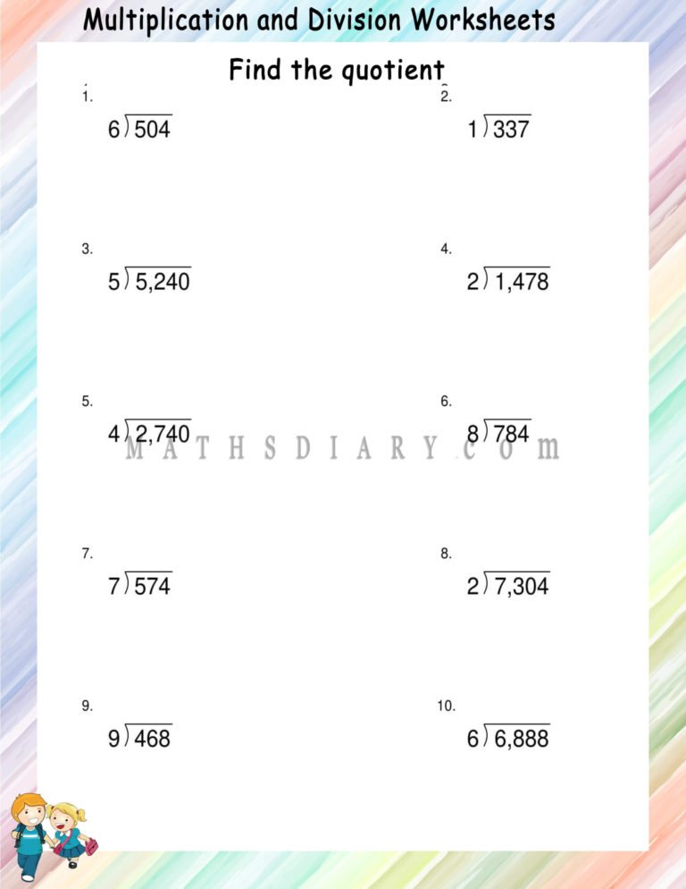Long Division with no remainder Math Worksheets