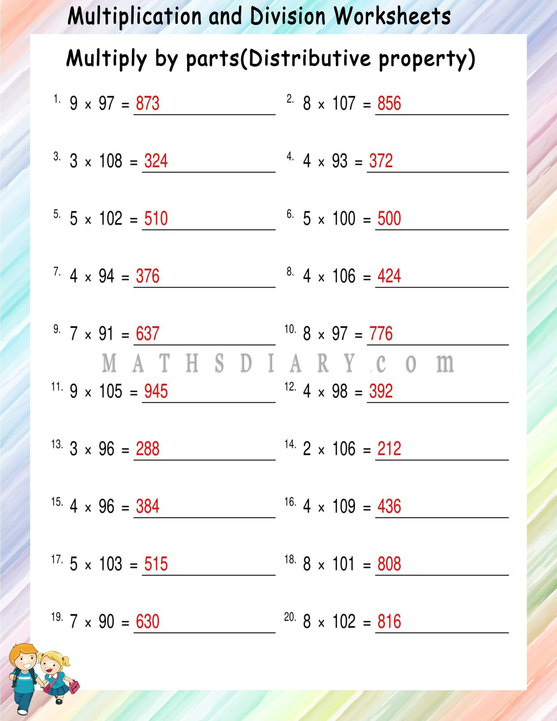 Properties Of Multiplication Worksheets Grade 2