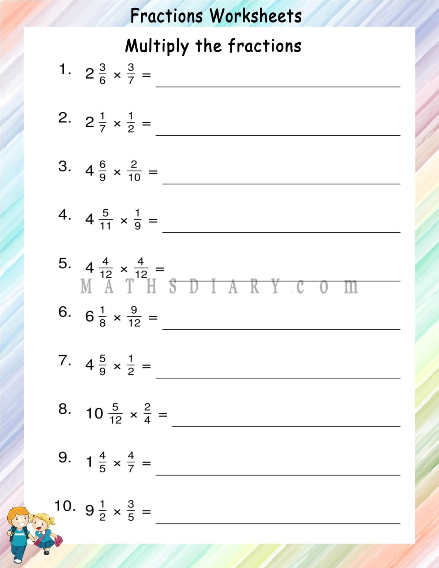 multiplying fractions homework year 6