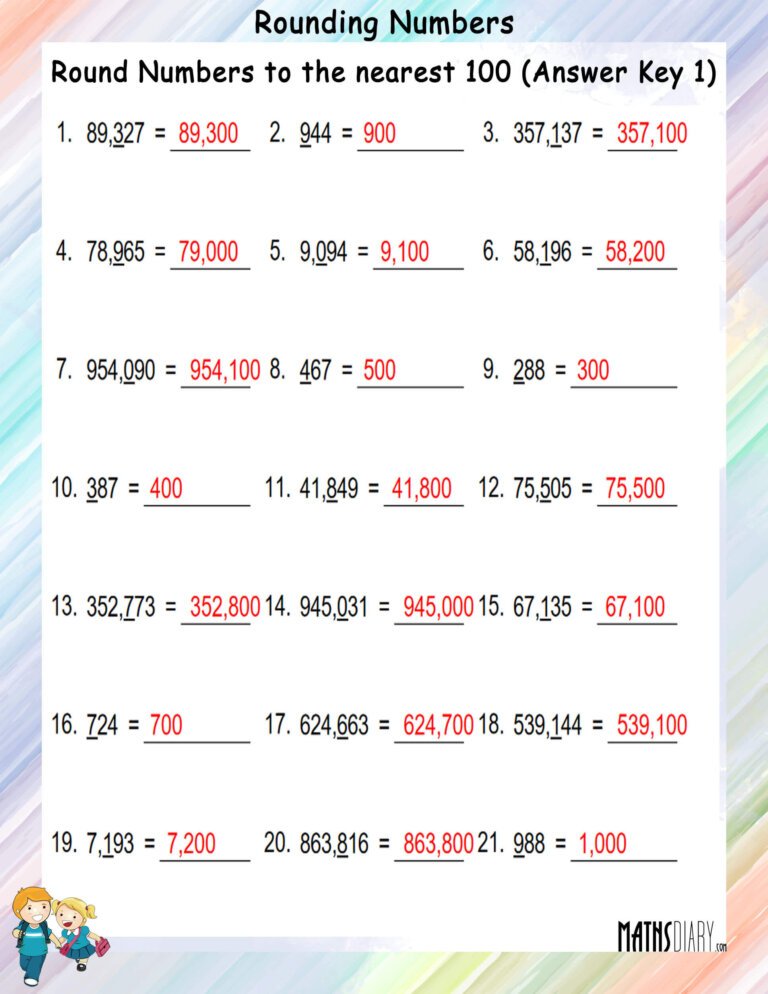 Rounding Numbers to the Nearest 100 Worksheets - Math Worksheets ...